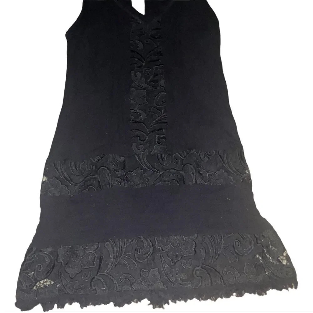 Sanctuary Black Gauze & Lace Boho lined Sleeveless Shift style Dress - Picture 3 of 4